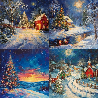 24Pcs 12 Styles Christmas Snowy Night Scrapbook Paper Pad PW-WG39EAF-01-1