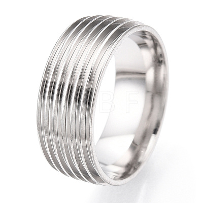 201 Stainless Steel Grooved Finger Ring Settings STAS-WH0047-07S-1