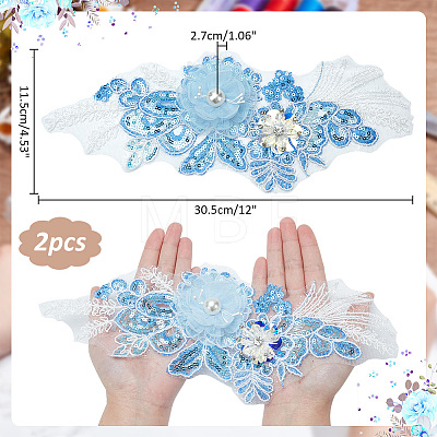 3D Flower Pattern Polyester Embroidered Lace Appliques DIY-WH0530-91-1