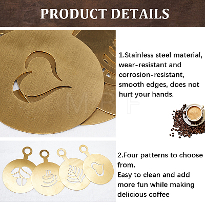 430 Stainless Steel Coffee Latte Art Molds AJEW-WH0038-40G-1