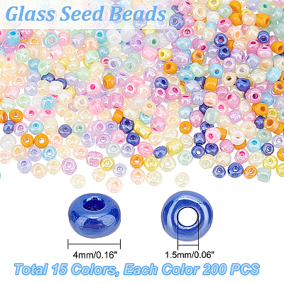 15 Colors Glass Seed Beads SEED-PH0012-08-1