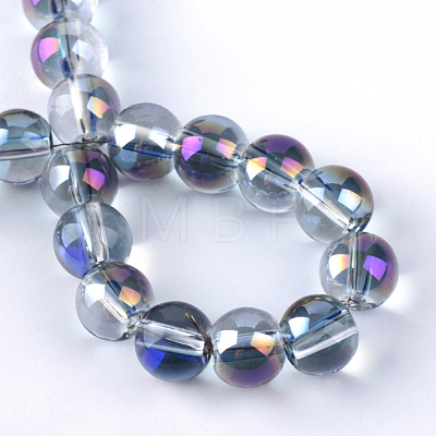 Half Plated Transparent Glass Beads Strands EGLA-Q062-8mm-B05-1