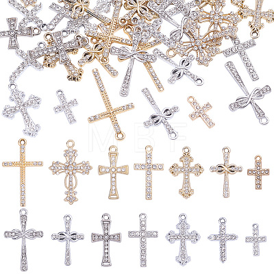 42Pcs 14 Styles Alloy Rhinestone Pendants FIND-ME0003-65-1