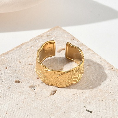 304 Stainless Steel Cuff Open Rings for Women RJEW-L341-03A-G-1