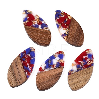 Transparent Resin and Walnut Wood Pendants RESI-T057-05F-1