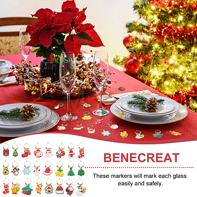 Christmas Theme PVC Plastic with Glass Seed Bead Wine Glass Charms AJEW-AB00026-1
