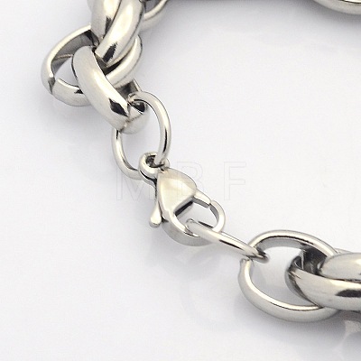 Casual Style 304 Stainless Steel Double Link Chain Bracelets STAS-O036-37P-1