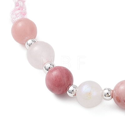 Natural White Moonstone & Natural Rose Quartz & Natural Pink Opal & Natural Rhodochrosite Gradient Color Round Bead with Nylon Thread BJEW-JB12917-01-1