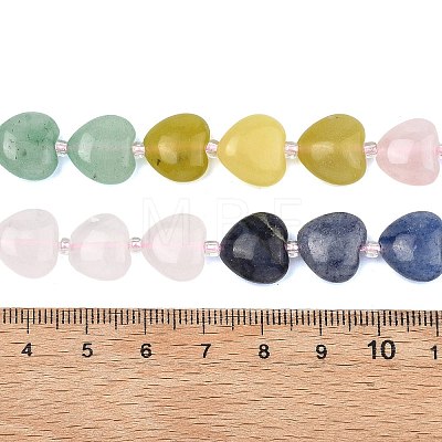 Gradient Color Natural Rose Quartz & Quartz Crystal & Lemon Jade & Blue Aventurine & Green Aventurine Beads Strands G-B185-A11-1