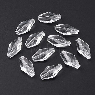 Transparent Clear Acrylic Faceted Teardrop Beads X-TACR-S078-01-1