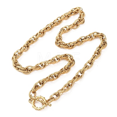 7MM 304 Stainless Steel Textured Rope Chain Necklaces with OT Clasps for Men Women NJEW-P355-01A-G-1