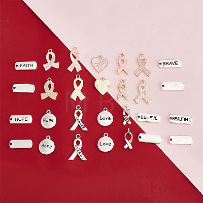   140pcs 14 style Awareness Ribbon Theme Zinc Alloy Pendants FIND-PH0018-24-1