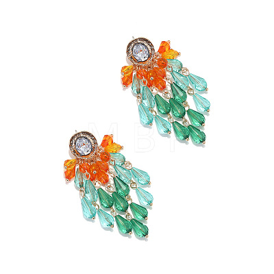 Zinc Alloy Acrylic Teardrop Tassel Stud Earrings for Women WGB9C49-03-1