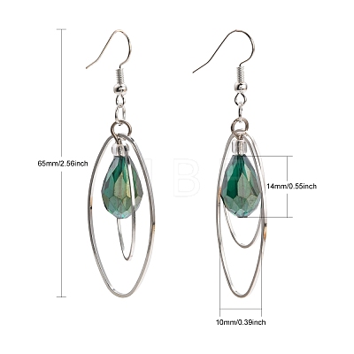 Trendy Glass Teardrop Dangle Earrings EJEW-JE00529-1