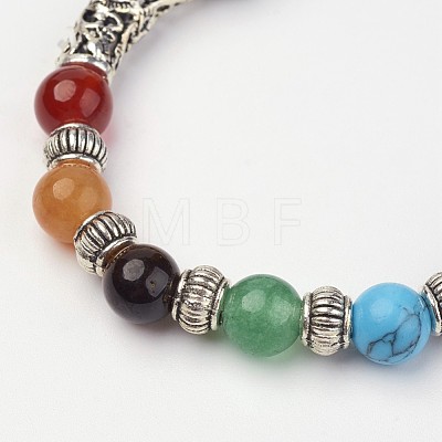 Gemstone Beaded Stretch Bracelets X-BJEW-P065-04-1