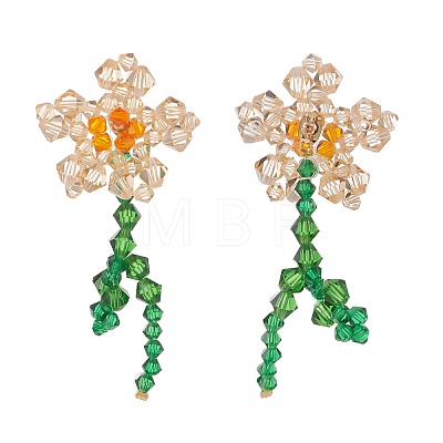 Imitation Austrian Crystal Flower of Life Dangle Stud Earrings X1-EJEW-TA00029-02-1