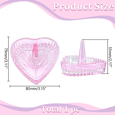 Heart-Shaped Glass Ring Holder AJEW-WH0643-265B-1