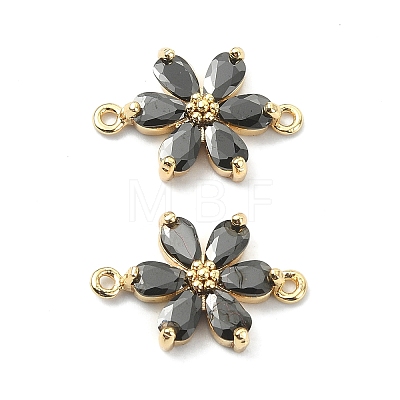 Brass Pave Cubic Zirconia Connector Charms KK-B072-01G-1