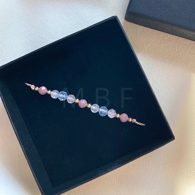 Natural Gemstone & Brass Beads Slider Bracelets IH0971-1