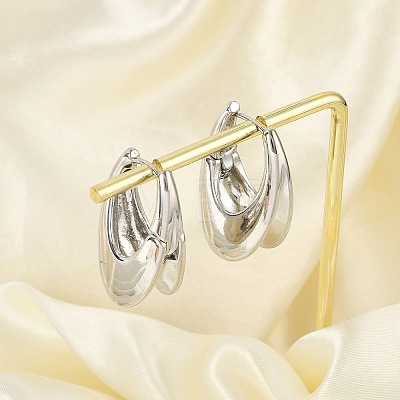 Brass Hoop Earrings for Women EJEW-U041-04P-1