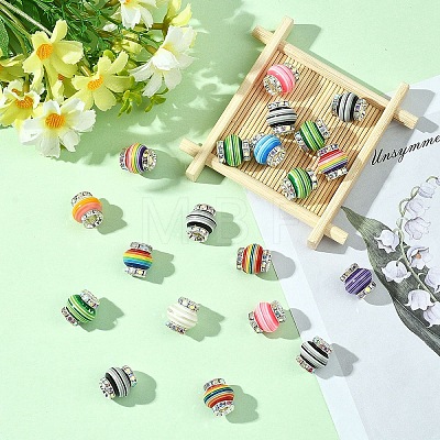 20Pcs Lantern-Shaped Striped Pattern Resin Rhinestone Beads KK-YW0003-92-1