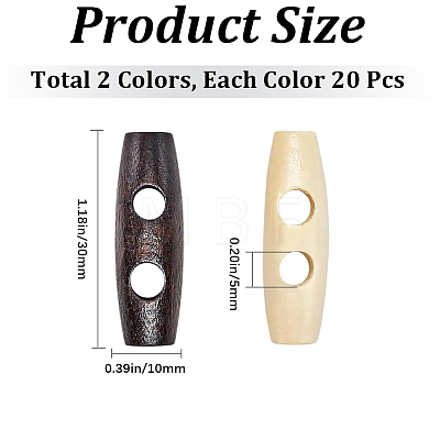 40Pcs 2 Colors Natural Wood Buttons FIND-GF0009-92-1