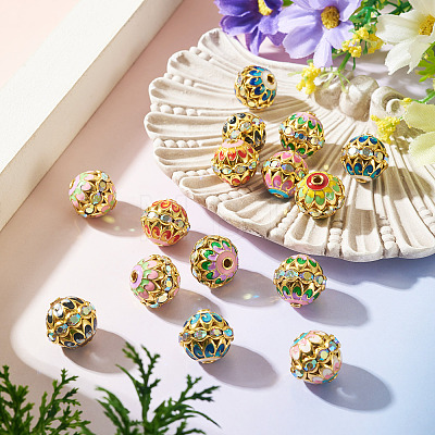 15Pcs Brass Enamel Beads KK-TA0009-21-1