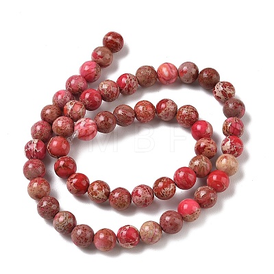 Dyed Natural Imperial Jasper Round Bead Strands G-M274-01-8mm-1