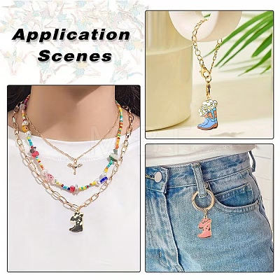 24Pcs 12 Styles Light Gold Alloy Printed Pendants FIND-YW0011-62-1
