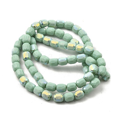 Frosted Imitation Jade Glass Beads Strands GLAA-P058-08A-02-1
