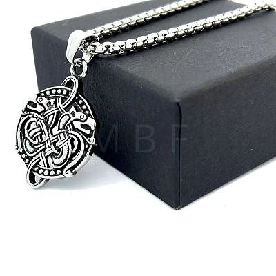 304 Stainless Steel Nordic Viking Dragon Pendant Necklaces for Men Women QO1478-1