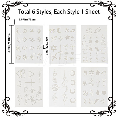 Gorgecraft 6 Sheets 6 Style Cool Sexy Body Art Removable Temporary Tattoos Paper Stickers DIY-GF0007-13-1