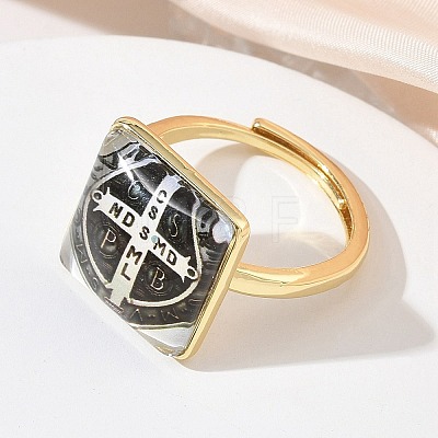 Brass Epoxy Cuff Open Rings for Women RJEW-K264-17G-01-1