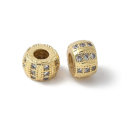 Brass Micro Pave Cubic Zirconia Beads KK-D324-20G-1