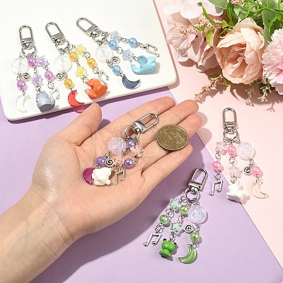 Alloy & Acrylic & Resin Pendant Decorations HJEW-YW00335-01-1
