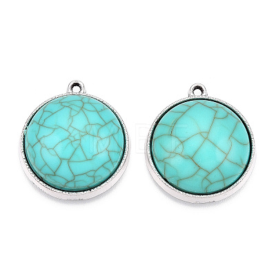 Resin Imitation Turquoise Pendants PALLOY-M203-23AS-B-1