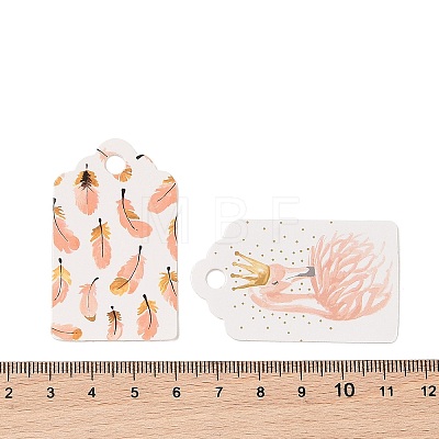 100Pcs Paper Feather Printed Gift Tags CDIS-H007-10-1