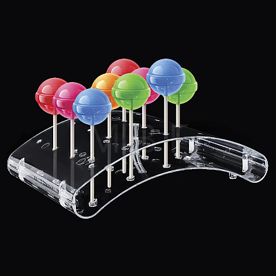 20-Hole Arc-Shaped Transparent Acrylic Lollipop Display Holder ODIS-WH0043-03B-1
