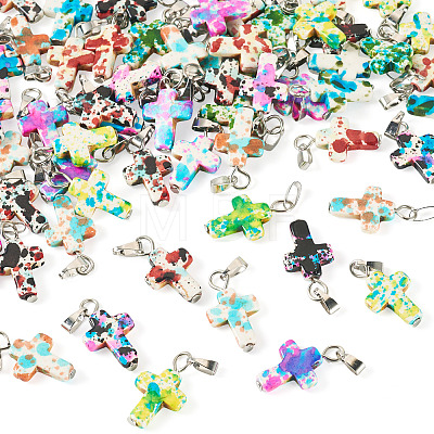 60Pcs 6 Colors Synthetic Turquoise Pendants PALLOY-TAC0289-1
