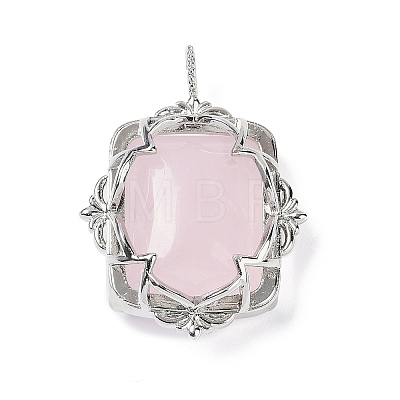 Natural Rose Quartz Pendants G-I381-01P-03-1