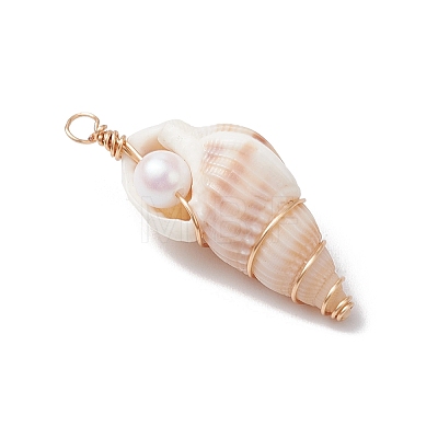 3Pcs Natural Shell Pendants PALLOY-JF03226-03-1