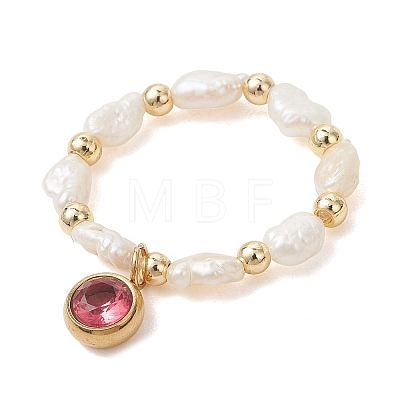 3Pcs Natural Cultured Freshwater Pearl Beaded Stretch Finger Rings RJEW-JR01009-1