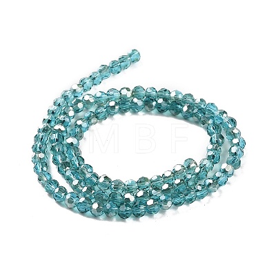 Half Rainbow Plated Glass Faceted(32 Facets) Round Spacer Beads Strands GLAA-A027-3mm-HR04-1