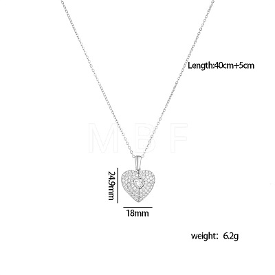 Brass Micro Pave Cubic Zirconia Openable Blank Locket Pendant Necklaces for Engraved Name FS-WG25E25-02-1