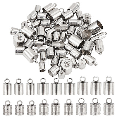 60Pcs 6 Style 304 & 201 Stainless Steel Cord Ends STAS-AR0001-47-1