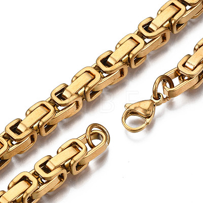 Ion Plating(IP) 201 Stainless Steel Byzantine Chain Bracelet for Men Women BJEW-S057-89A-01-1