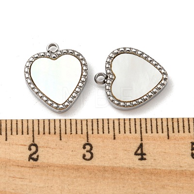 304 Stainless Steel Pave Shell Heart Charms STAS-L022-205P-1