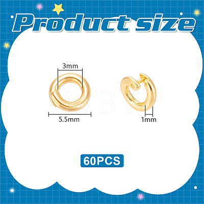 60Pcs Brass Open Jump Rings KK-UN0006-09G-1
