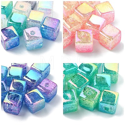 10Pcs Gradient Color & UV Plating Transparent Acrylic Beads OACR-YW0002-25D-1