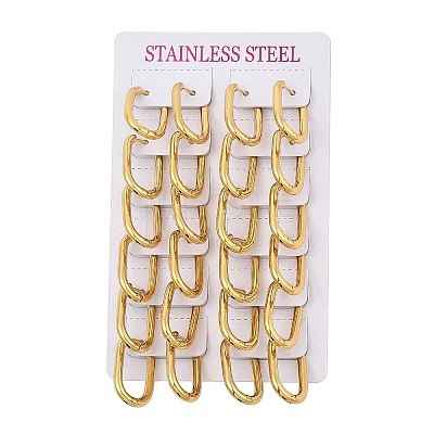 PVD Vacuum Plating 202 Stainless Steel Huggie Oval Hoop Earrings EJEW-H003-07G-07-1